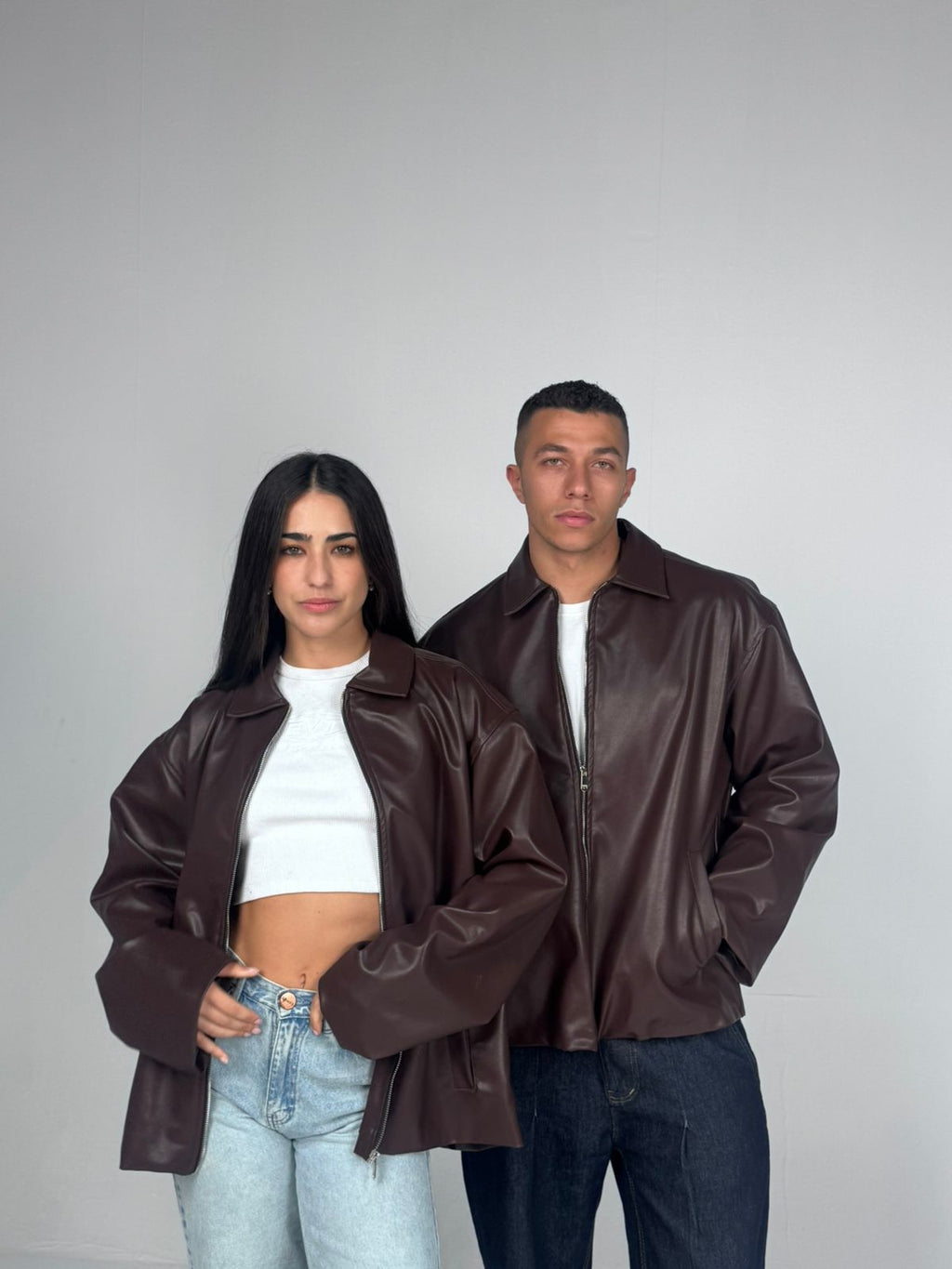 Brown leather jacket