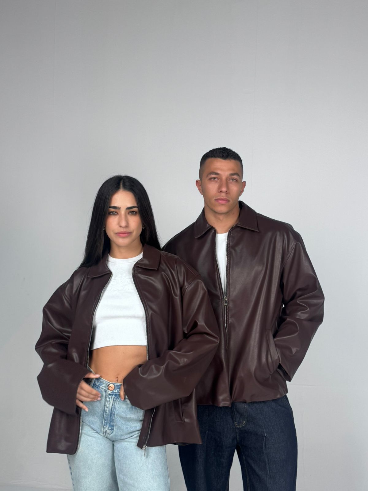 Brown leather jacket