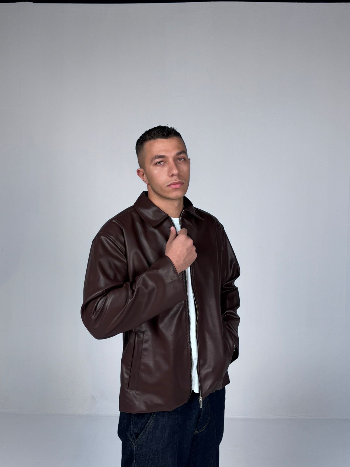 Brown leather jacket