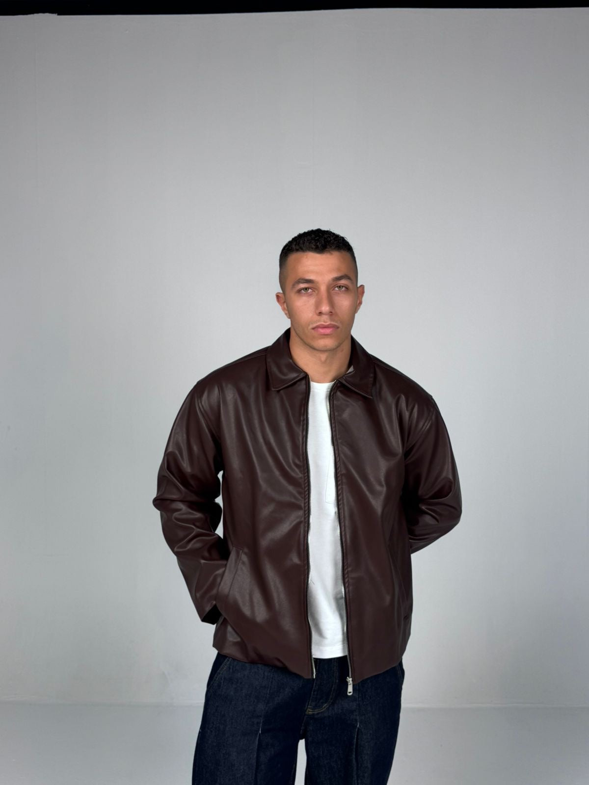Brown leather jacket